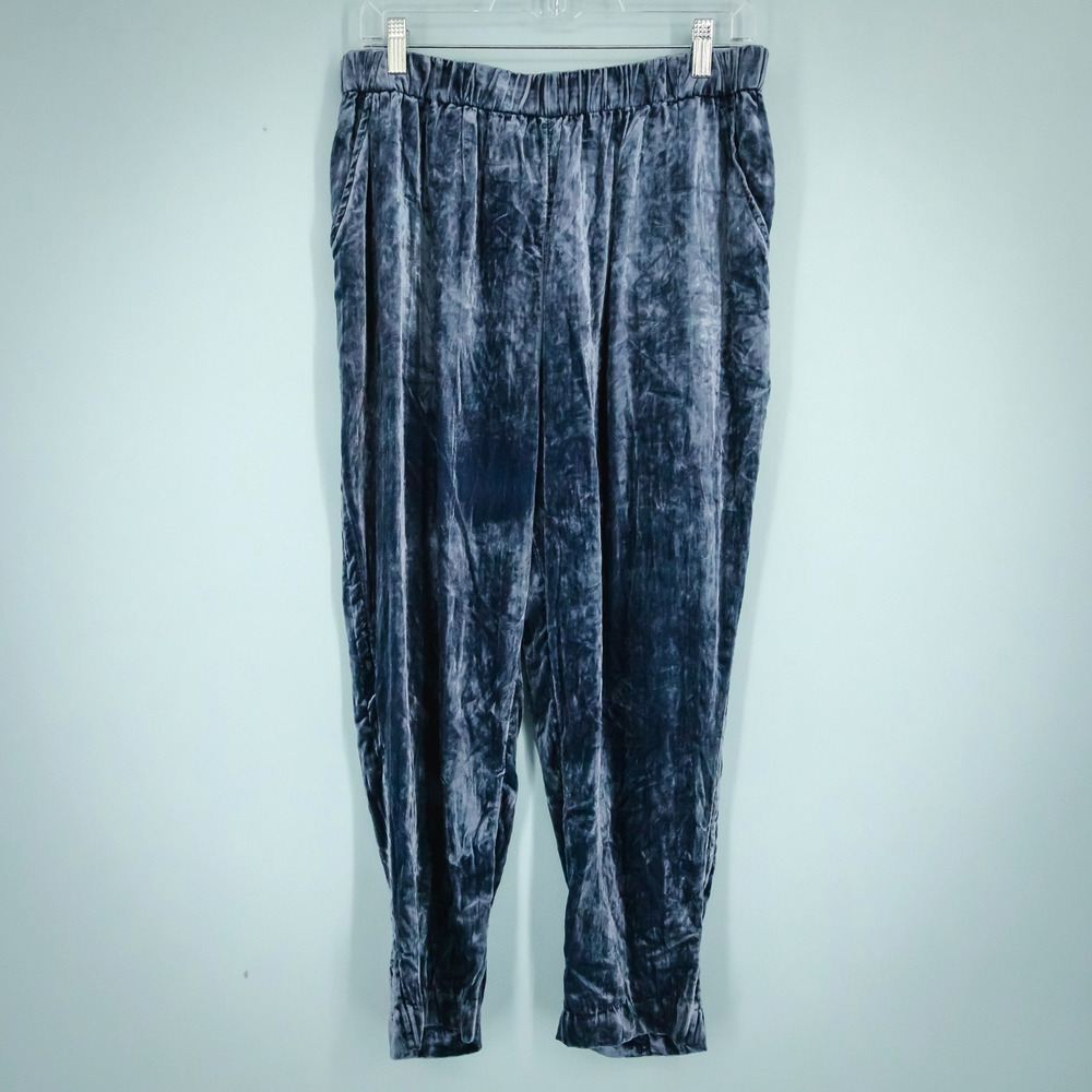 Ett Twa Anthropologie Size Medium M Kinley Blue Velvet Pull On Jogger Pants